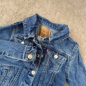 Levi's Trucker Jacket Girls 6 Blue Denim Cotton Snap Front Collared Medium Wash